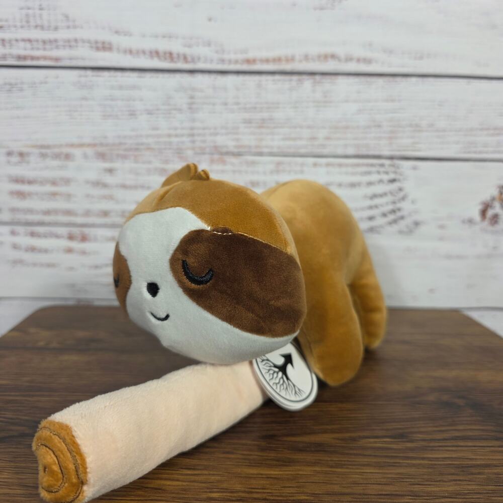 Follow Your Legend Larry The Sloth Plushie with log